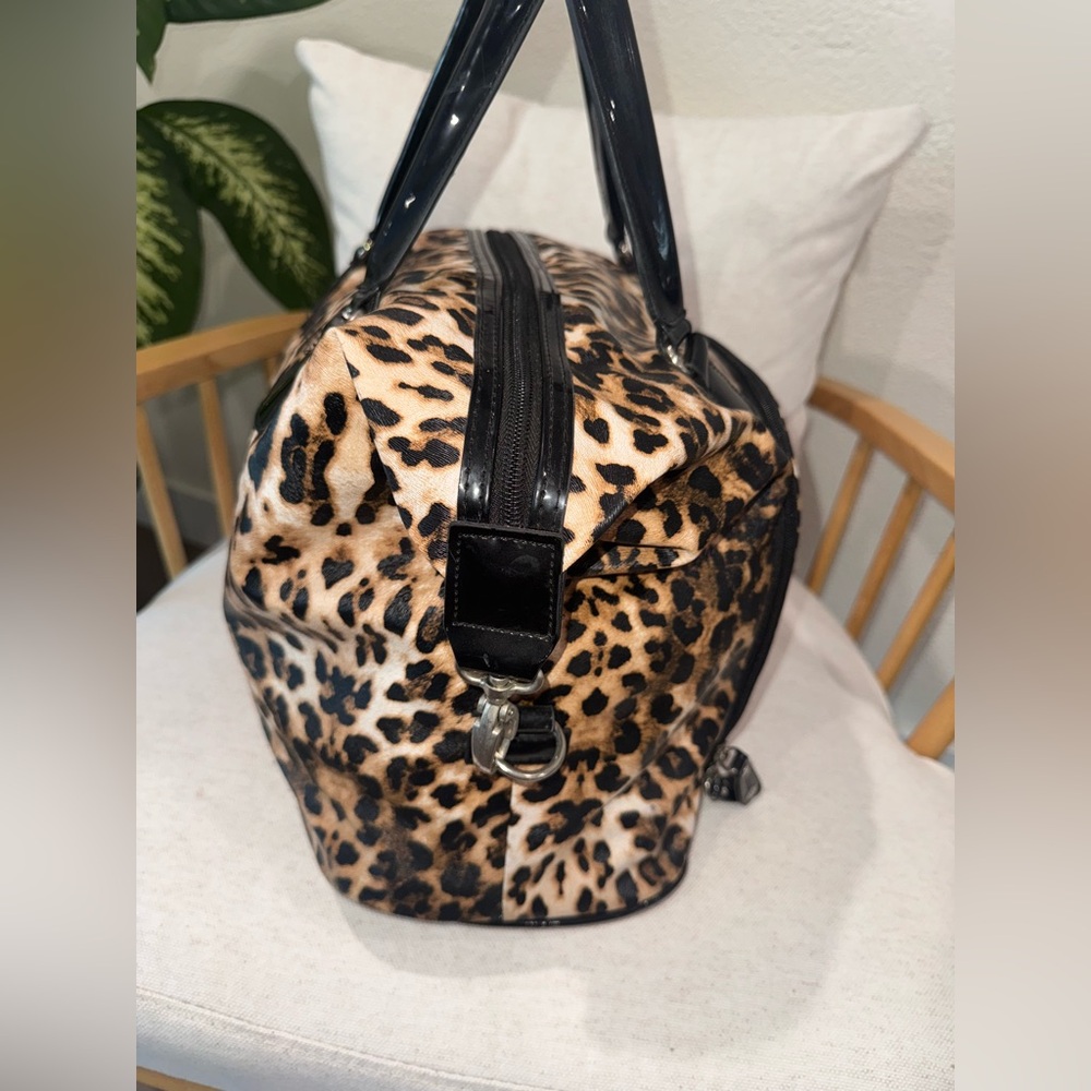 Kathy Van Zeeland Leopard Animal Print Duffle Travel Shoulder Weekender Purse XL - Picture 7 of 16